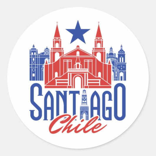 Santiago Chili Chileense Souvenir Travel Vacation Ronde Sticker (Voorkant)