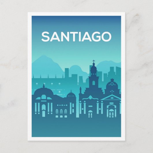Santiago Chili Kunst Reizen Illustratie Briefkaart (Voorkant)