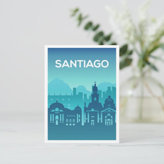 Santiago Chili Kunst Reizen Illustratie Briefkaart (Staand voorkant)