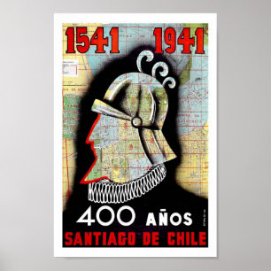 Santiago Chili Poster voor Vintage Travel in Zuid-