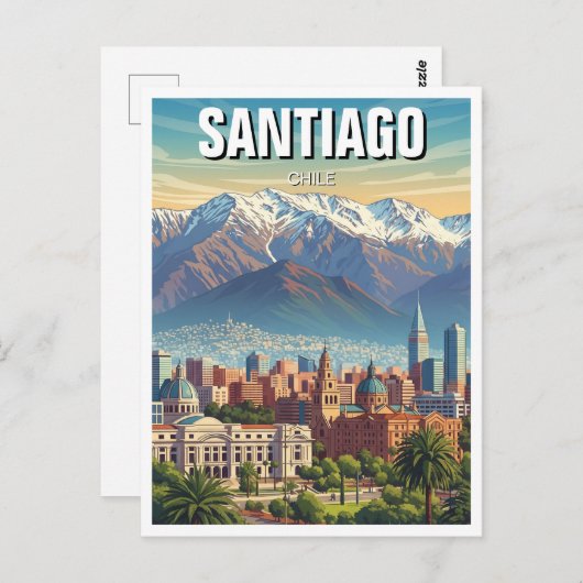 Santiago Chili Reizen Briefkaart (Voorkant / Achterkant)