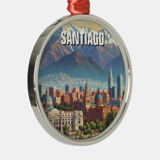Santiago Chili Reizen Metalen Ornament (Rechts)