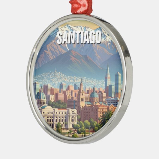 Santiago Chili Reizen Metalen Ornament (Links)