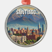 Santiago Chili Reizen Metalen Ornament (Voorkant)