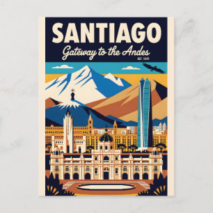 Santiago Chili Retro Reisposter Kunst Briefkaart