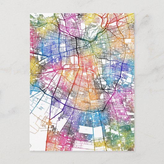Santiago Chili Stadsplattegrond Briefkaart (Voorkant)