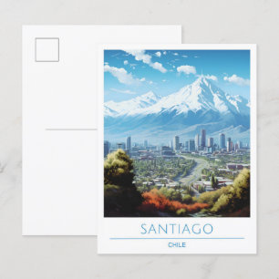 Santiago Chili Vintage Travel Briefkaart