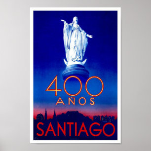 Santiago Chili Vintage Travel Poster