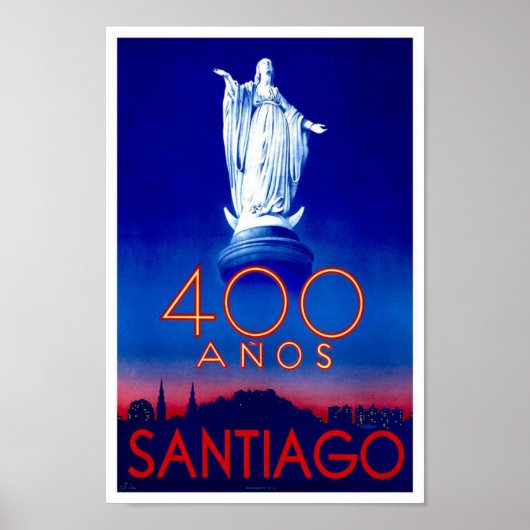 Santiago Chili Vintage Travel Poster (Voorkant)