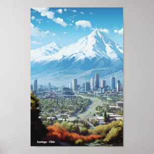 Santiago Chili Vintage Travel Poster