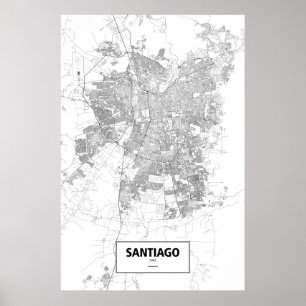 Santiago, Chili (zwart op wit) Poster