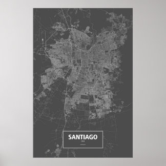 Santiago, Chili (zwart wit) Poster