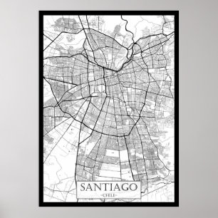 Santiago Chilië Kaart Poster