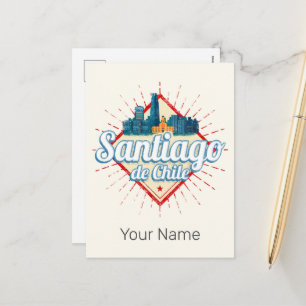 Santiago de Chile City Vakantie Retro Skyline Feestdagenkaart
