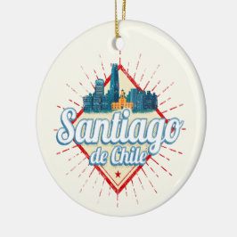 Santiago de Chile City Vakantie Retro Skyline Keramisch Ornament