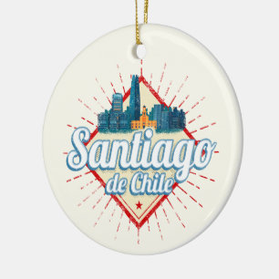 Santiago de Chile City Vakantie Retro Skyline Keramisch Ornament
