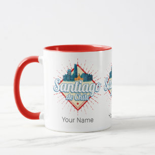 Santiago de Chile City Vakantie Retro Skyline Mok