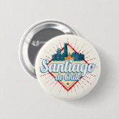 Santiago de Chile City Vakantie Retro Skyline Ronde Button 5,7 Cm (Voorkant /achterkant)