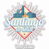 Santiago de Chile City Vakantie Retro Skyline Sticker (Voorkant)