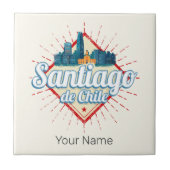 Santiago de Chile City Vakantie Retro Skyline Tegeltje (Voorkant)
