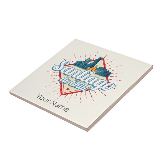 Santiago de Chile City Vakantie Retro Skyline Tegeltje (Zijkant)