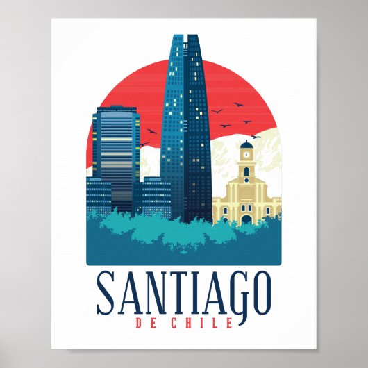 Santiago de Chile Vintage Silhouet Poster (Voorkant)