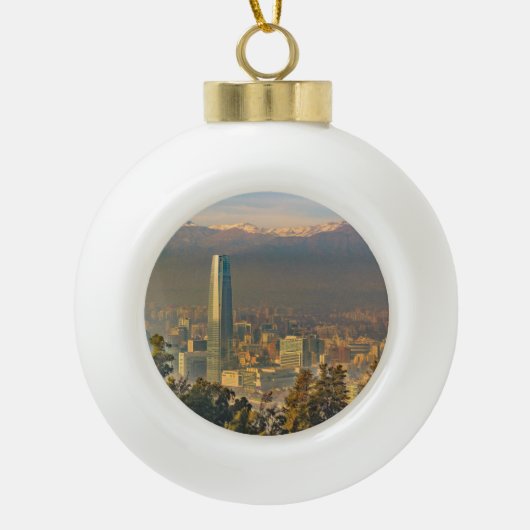 Santiago de Chili LuchtvaartUitzicht uit San Crist Keramische Bal Ornament (Voorkant)