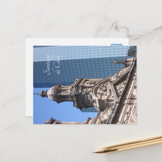 Santiago de Chili, oud en nieuw Briefkaart (Voorkant / Achterkant in situ)