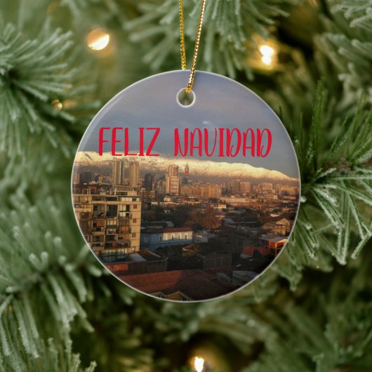 Santiago de Chili — Panoramisch keramisch siergoed Ornament (Boom)