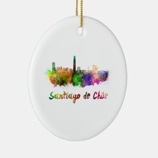 Santiago de Chili skyline in waterverf Keramisch Ornament (Rechts)
