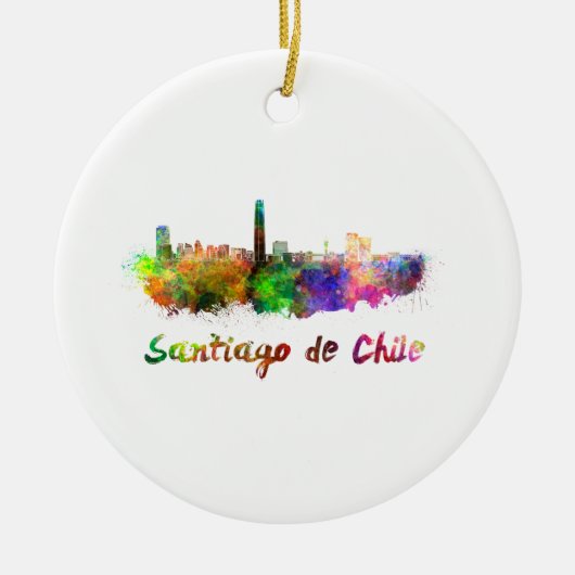 Santiago de Chili skyline in waterverf Keramisch Ornament (Voorkant)