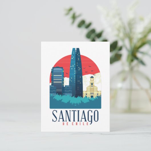 Santiago de ChilVintage Skyline Briefkaart (Staand voorkant)