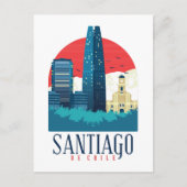 Santiago de ChilVintage Skyline Briefkaart (Voorkant)