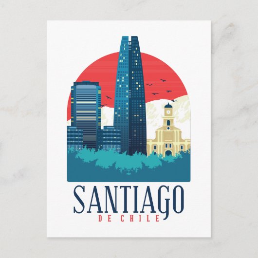 Santiago de ChilVintage Skyline Briefkaart (Voorkant)