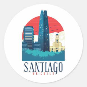 Santiago de ChilVintage Skyline Ronde Sticker