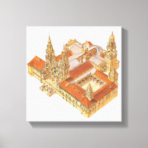 Santiago de Compostela Cathedral Spanje Canvas Afdruk