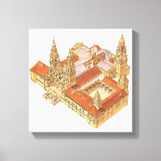 Santiago de Compostela Cathedral Spanje Canvas Afdruk (Voorkant)