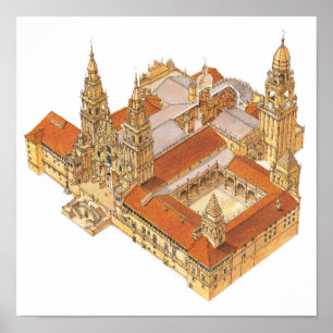 Santiago de Compostela Cathedral Spanje Poster