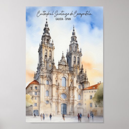 Santiago de Compostela Galicia Beroemde Reisplaats Poster (Voorkant)