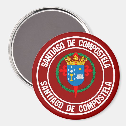 Santiago de Compostela Round Emblem Magneet (Voorkant / Achterkant)