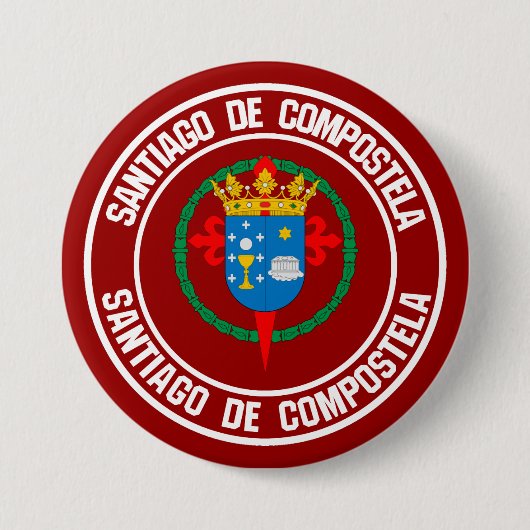 Santiago de Compostela Round Emblem Ronde Button 7,6 Cm (Voorkant)