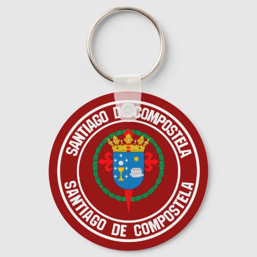Santiago de Compostela Round Emblem Sleutelhanger (Voorkant)