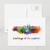Santiago de Compostela skyline in watercolor Briefkaart (Voorkant / Achterkant)