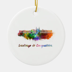 Santiago de Compostela skyline in waterverf Keramisch Ornament