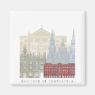 Santiago de Compostela skyline poster Magneet