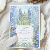 Santiago de Compostela Spanje Waterverf Huwelijk Kaart