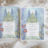 Santiago de Compostela Spanje Waterverf Huwelijk Kaart