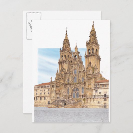 Santiago de Compostela Westerne gevel. Spanje Briefkaart (Voorkant / Achterkant)