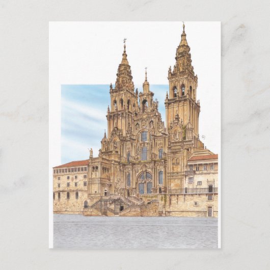 Santiago de Compostela Westerne gevel. Spanje Briefkaart (Voorkant)