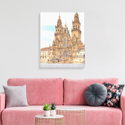 Santiago de Compostela Westerne gevel. Spanje Canvas Afdruk (Insitu (Woonkamer))